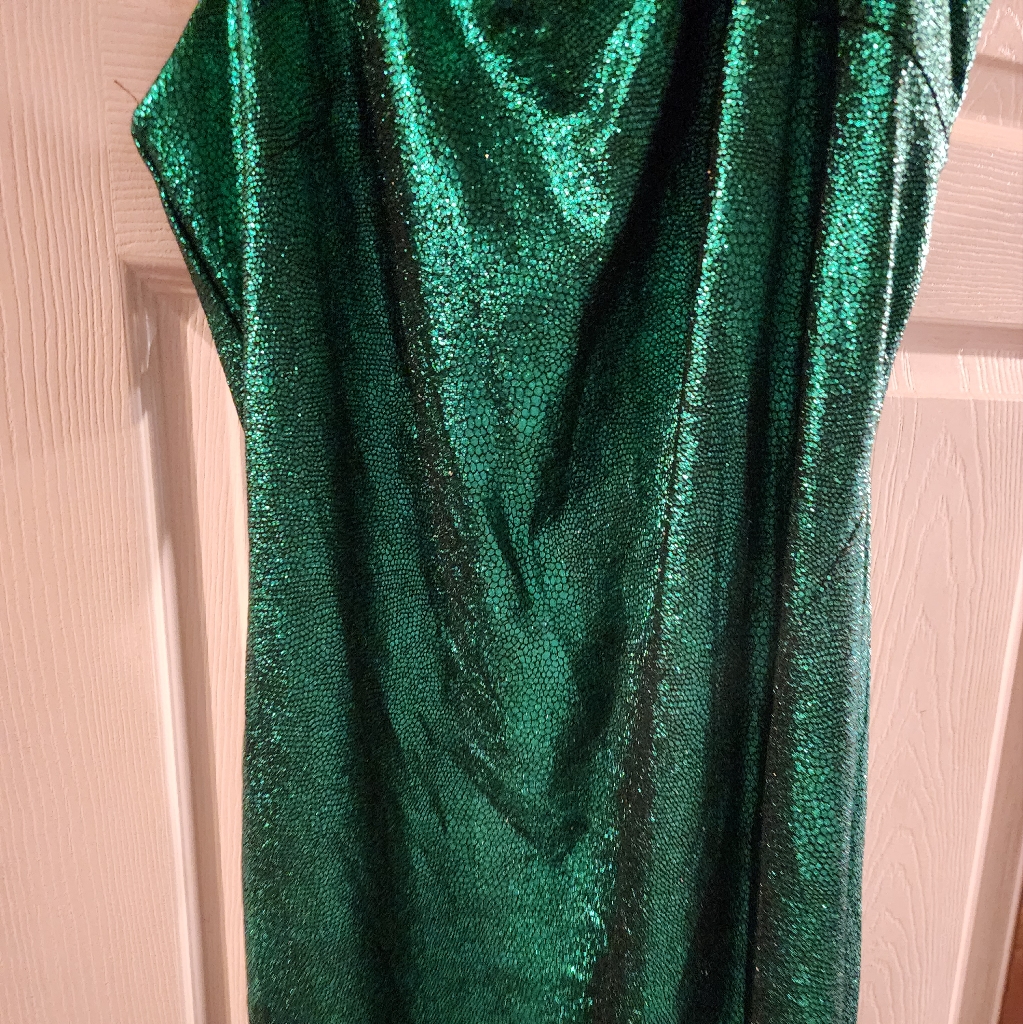 Nwot Fashion Nova Shimmery Green Side Slit Dress